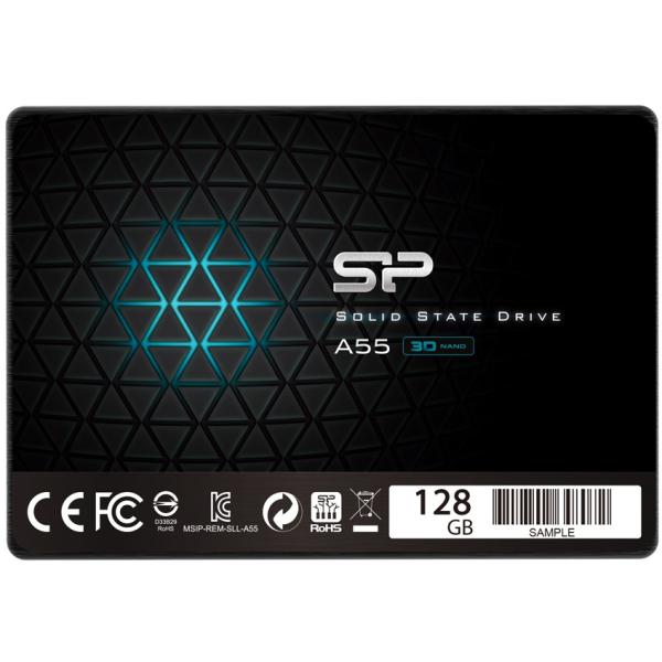 Silicon Power SP128GBSS3A55S25 Ace A55 SSD, 128 GB, 7 mm, 2,5 Zoll, SATA3, 3D NAND, SLC-Cache