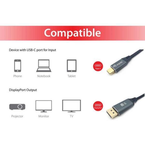 Equip 133426 USB-C-auf-DisplayPort-Kabel, mm, 1,0 m, 4K 60 Hz, ABS-Gehäuse