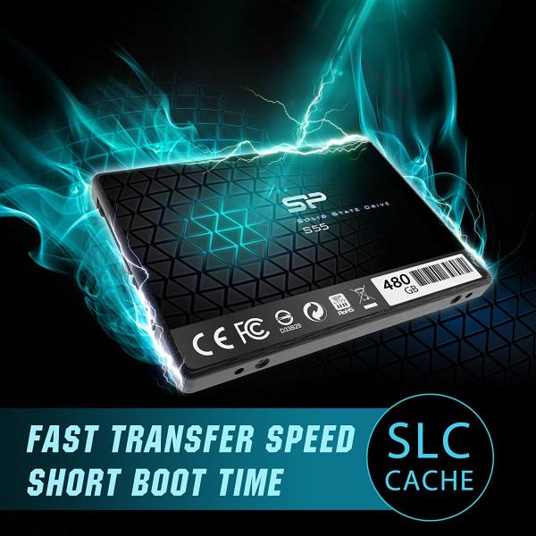 Silicon Power sp480gbss3s55s25 Slim S55 SSD, 480 GB, 2,5, SATA3, 6 Gbit/s, SLC, 560 500 MB/s, blau