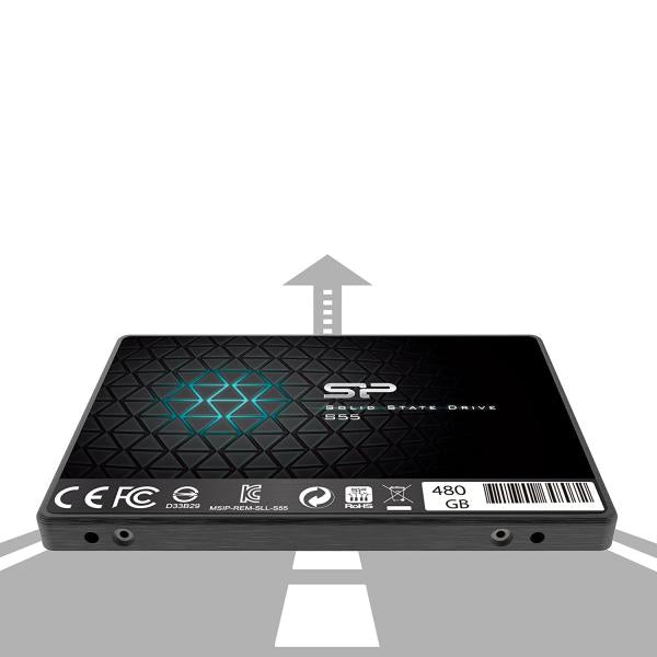 Silicon Power sp480gbss3s55s25 Slim S55 SSD, 480 GB, 2,5, SATA3, 6 Gbit/s, SLC, 560 500 MB/s, blau