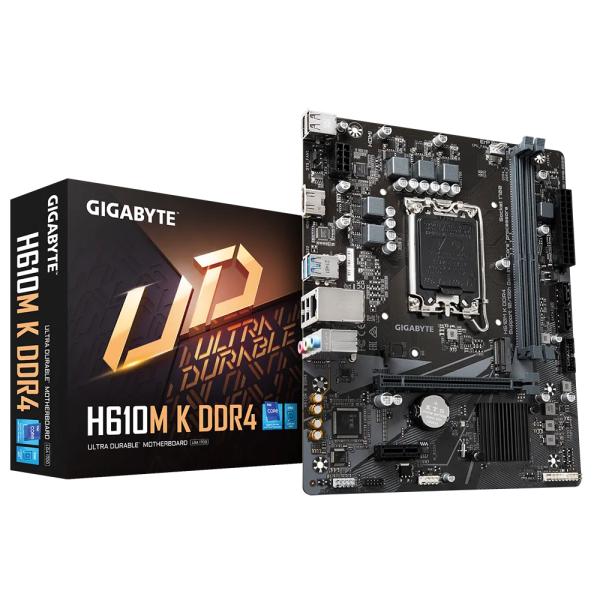 Gigabyte H610M K DDR4, LGA1700, Intel H610M, M.2 Gen3x4, GBE LAN, PCIe 4.0