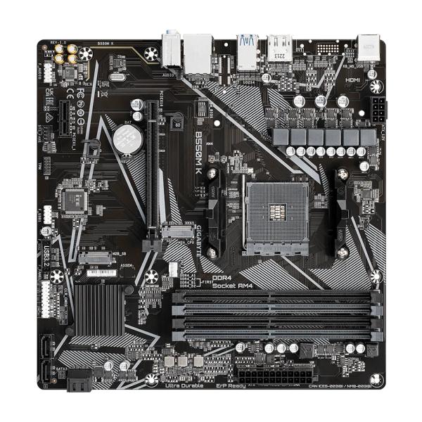 Gigabyte B550M K, AMD, Sockel AM4, B550, DDR4, Dual PCIe 4.0 3.0 M.2