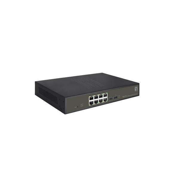 Levelone Ges-2110P Hilbert 10-Port-Gigabit-PoE-Smart-Lite-Managed-L2-Switch, 8x PoE-Ausgänge, 2x SFP