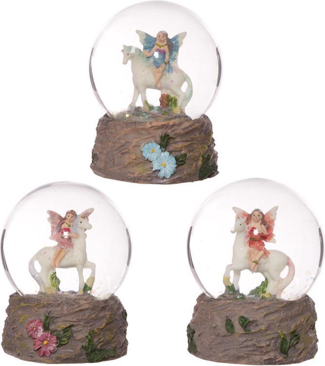Markenlose Sans-Marque-Statue – Schneekugel – Fee – Einhorn – Rosa