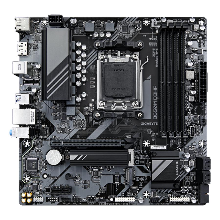 Gigabyte B650M D3HP B650M D3HP, AMD AM5, Ryzen 7000, DDR5 7600 MHz, PCIe 4.0, 2,5 GBE LAN