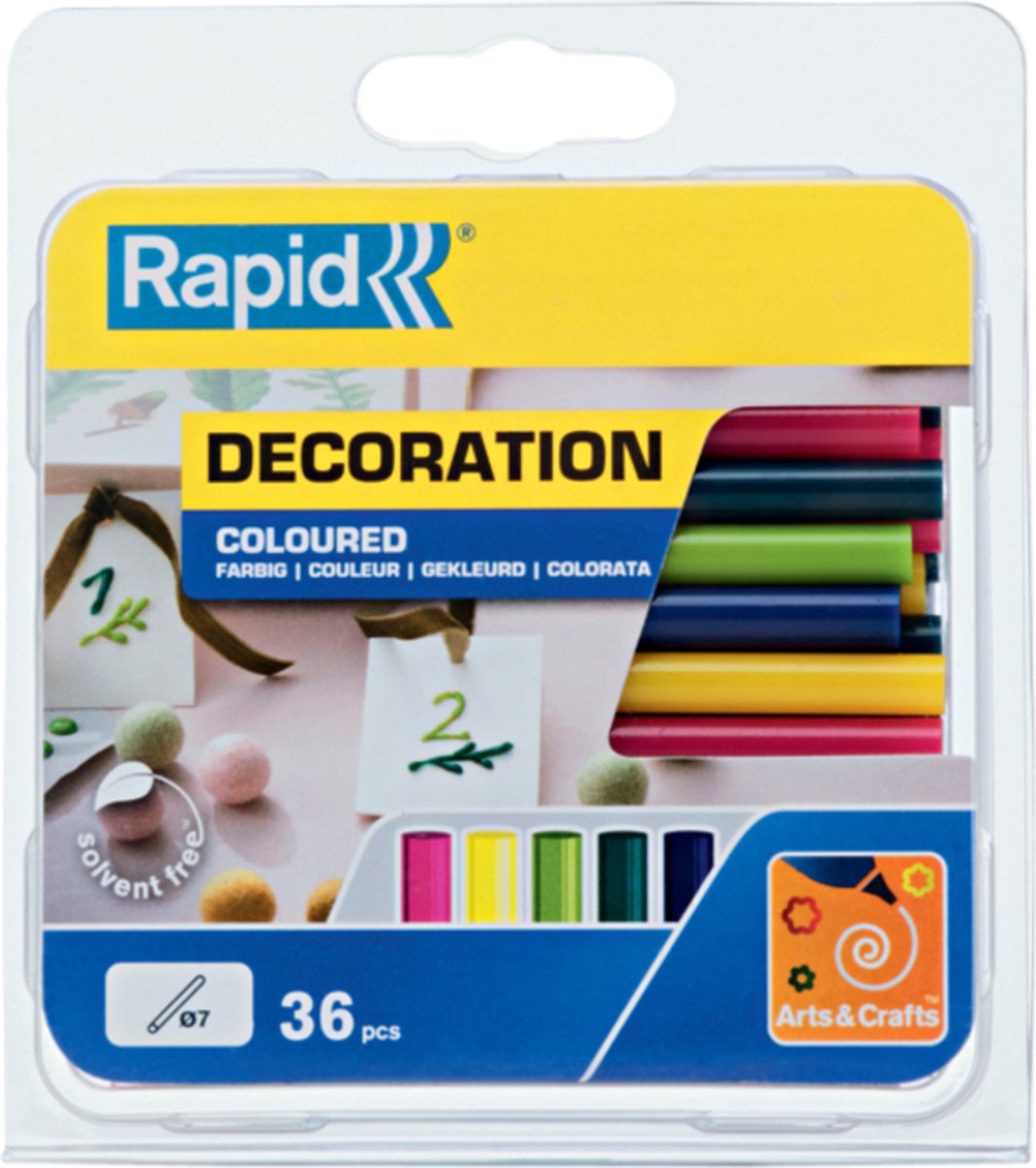 Rapid 5001426 Klebestifte - modern gefärbt - 7x94mm (36Stk)