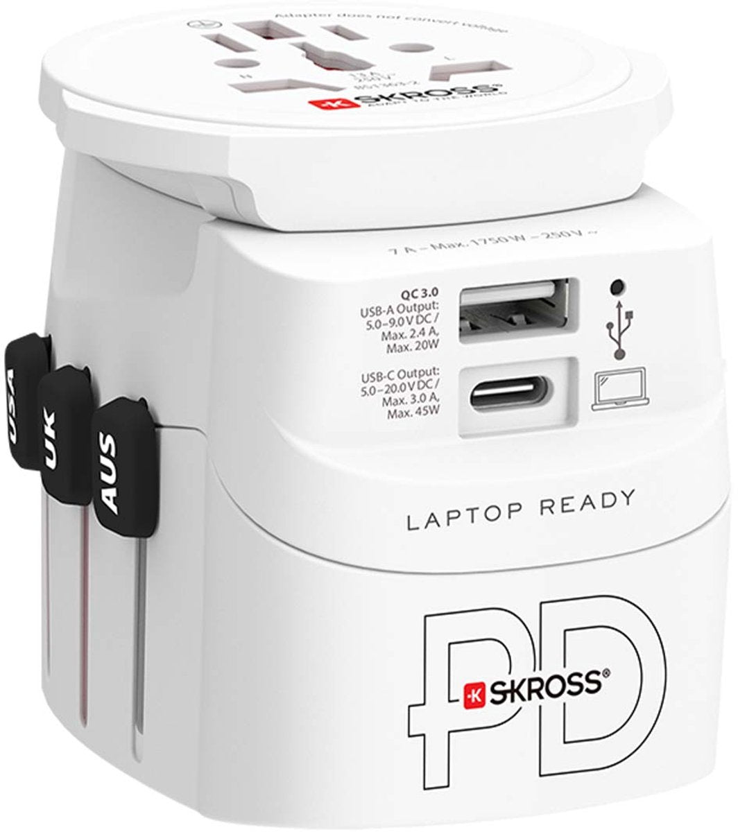 Skross 1.302474 Reisestecker Pro Light USB AC45PD Welt