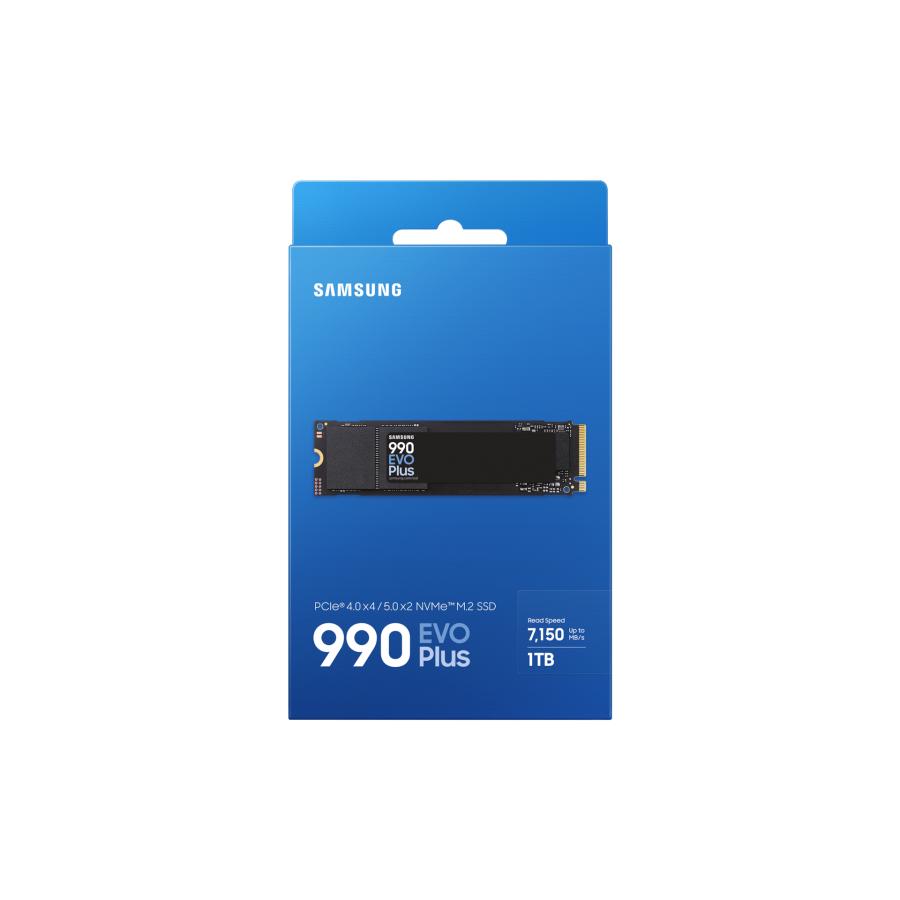Samsung mz-v9s1t0bw 990 evo plus SSD, 1 TB, m.2, PCIe 4.0, 7150 MB/s, 1350000 Iops, schwarz