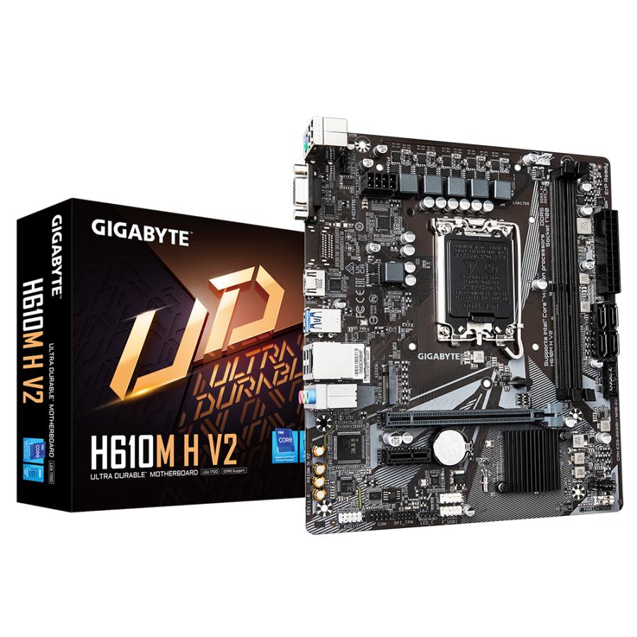 Gigabyte H610M H V2 H610M H V2, Matx, Intel LGA1700, DDR5 5600 MHz, M.2, GBE LAN, USB 3.2