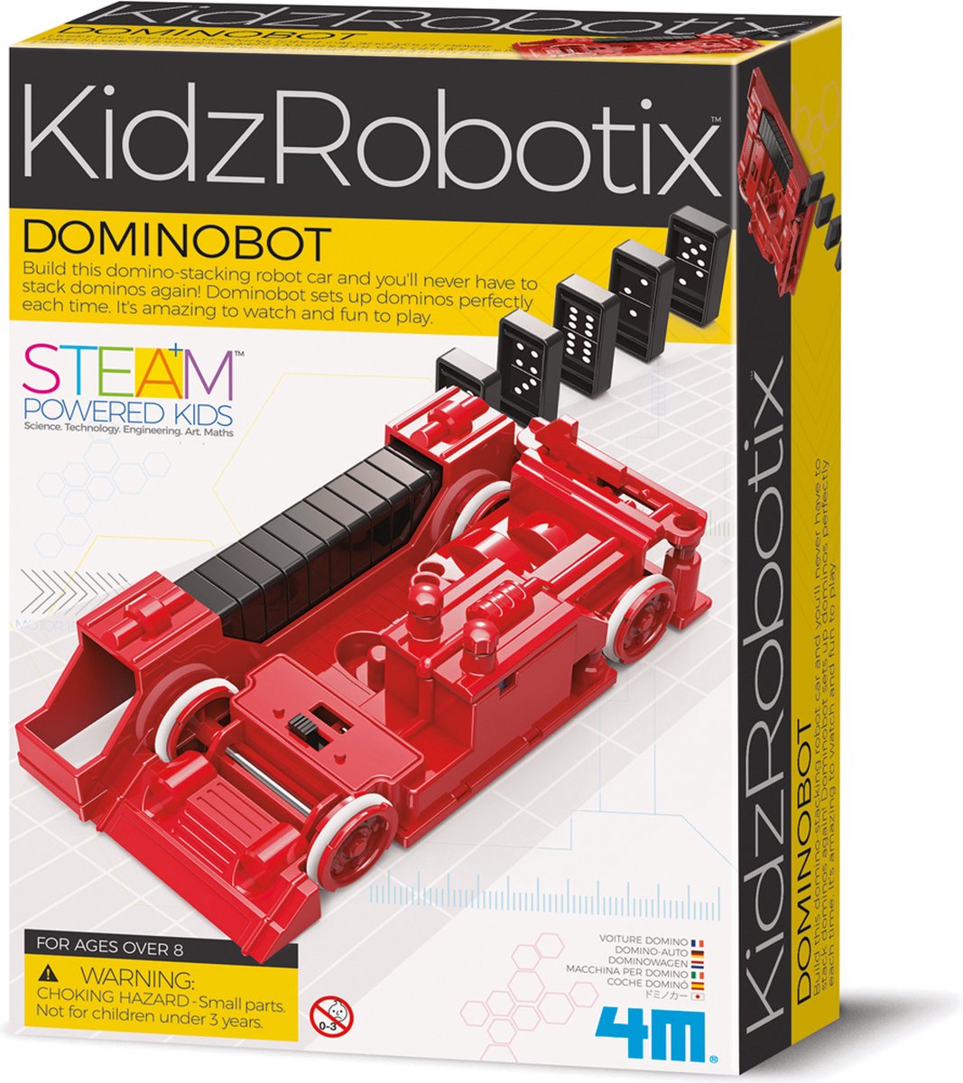 4m wetenschap en spel - dombinobot - inclusief dominostenen - bouwpakket - kidzrobotix - 8+