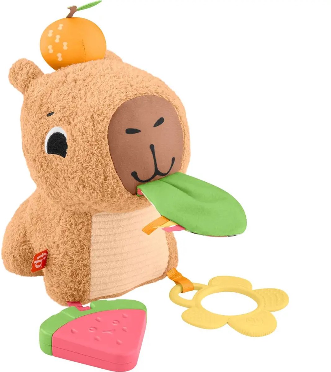 Fisher-Price Snacking Capybara Kuscheltier – Sinnesspielzeug mit Beißring und Rassel