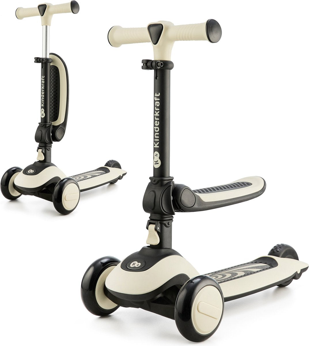 Kinderkraft Halley 2-in-1 Laufrad-Roller – verstellbarer Sattellenker – LED-Räder – für Kinder 1–5 Jahre – weiß
