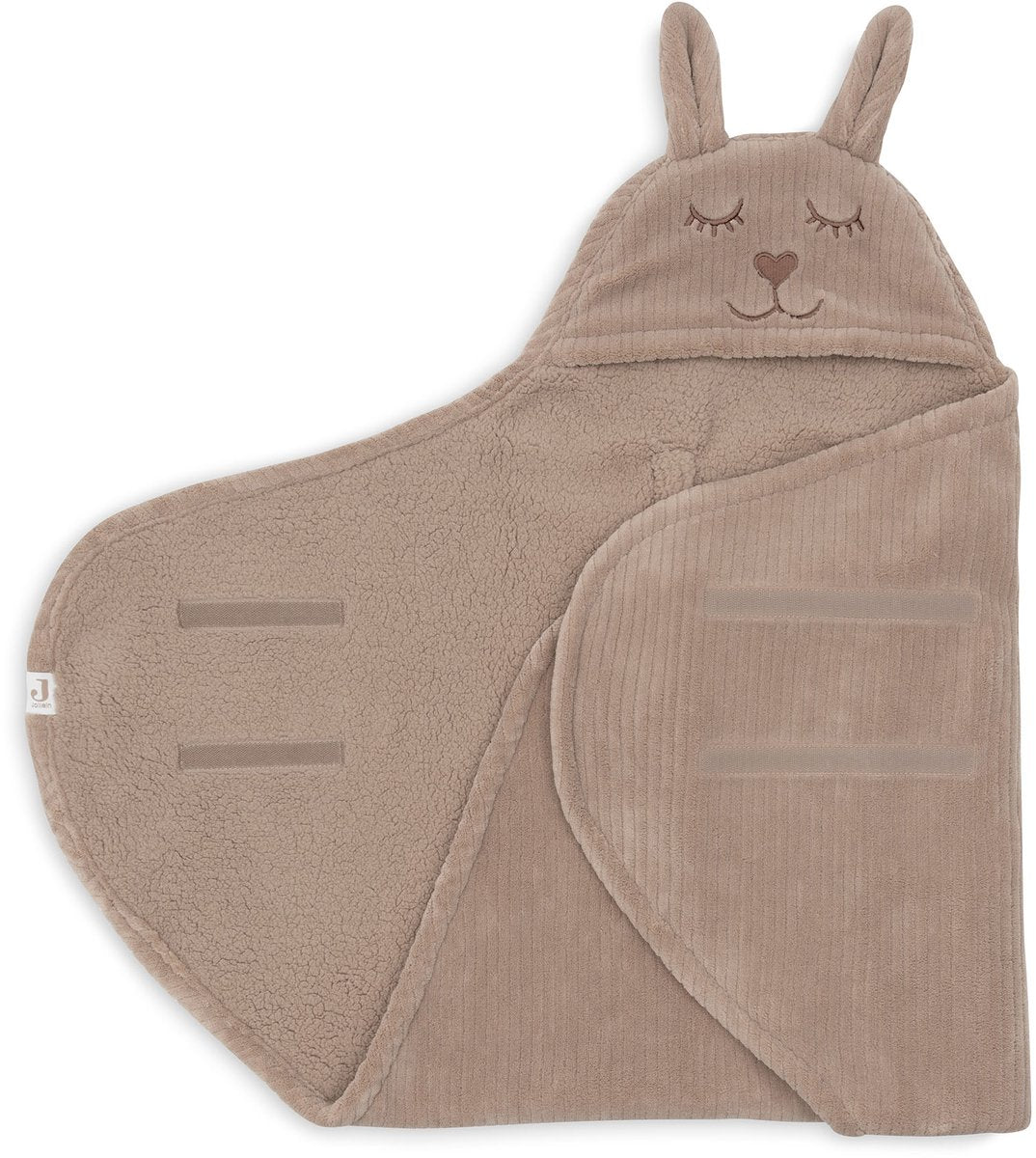 Jollein baby wikkeldeken - 100x105cm - bunny cloudy rib - milky coffee