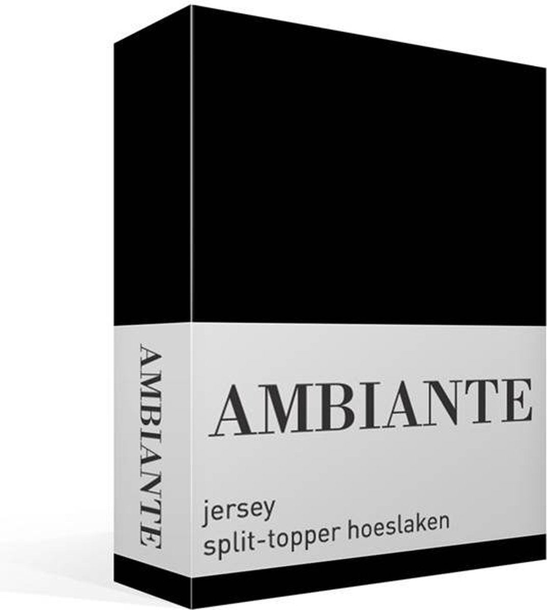 Ambiante jersey split-topper hoeslaken - lits-jumeaux - black