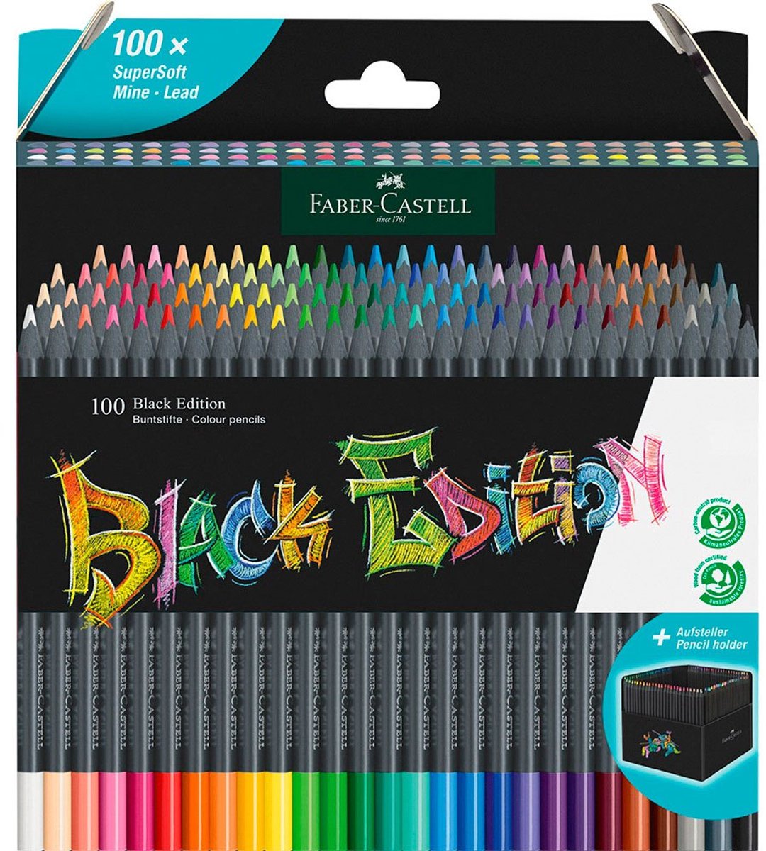 Faber Castell FC-116411 Buntstift, schwarze Edition, 100 Stück