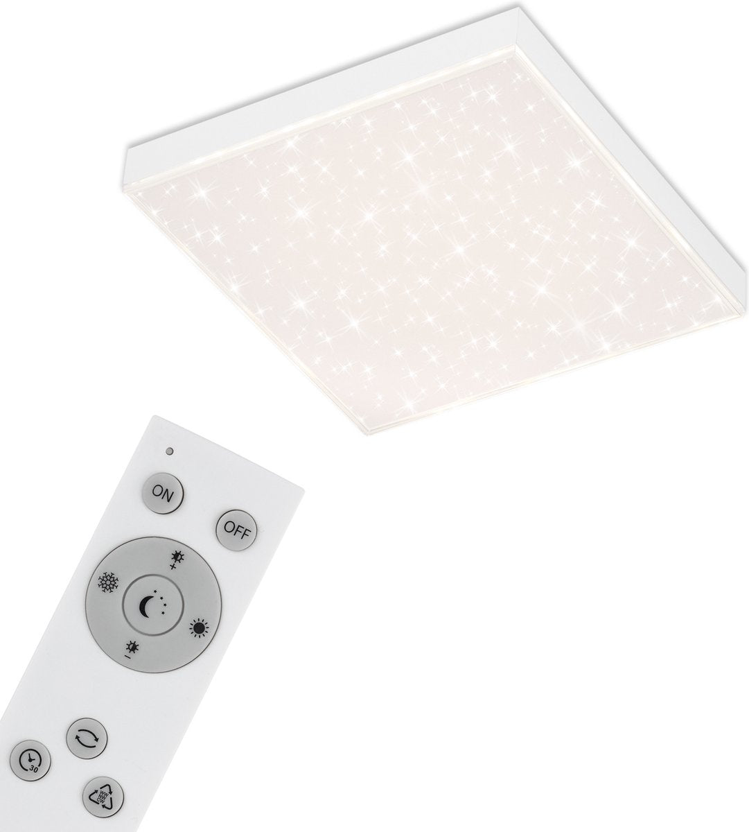 Briloner - Deckenleuchte - dimmbare Deckenleuchte - mit Lichtrand - Sterndeko - inkl. Fernbedienung - Farbtemperaturregelung -15 Watt -1.600 Lumen - Weiß
