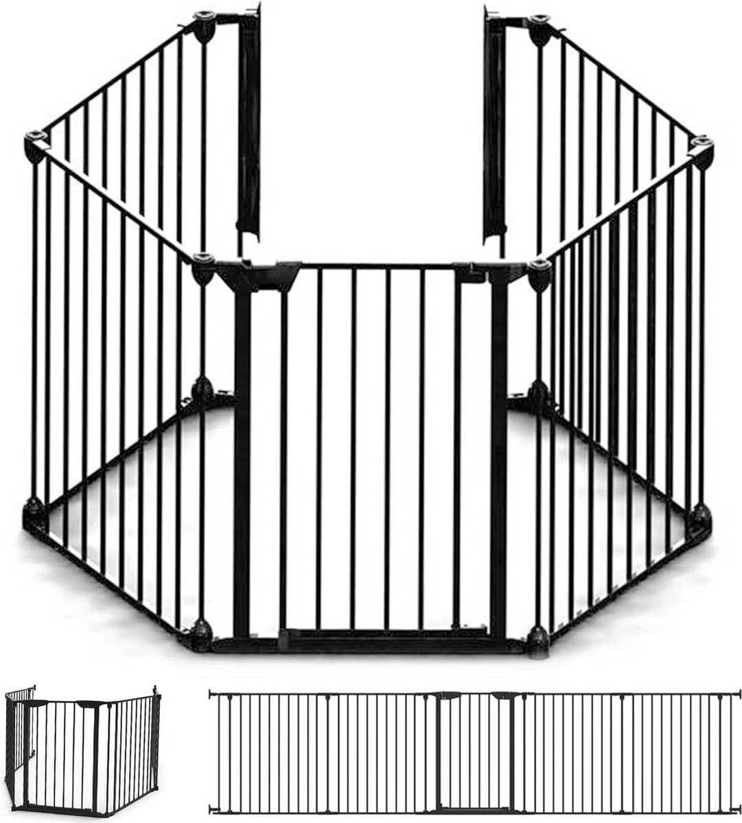 Noma 5 Panel Sicherheitszaun – Raumteiler – bis 315 cm – Schwarz – Ofenzaun – Sicherheitszaun für Kamin