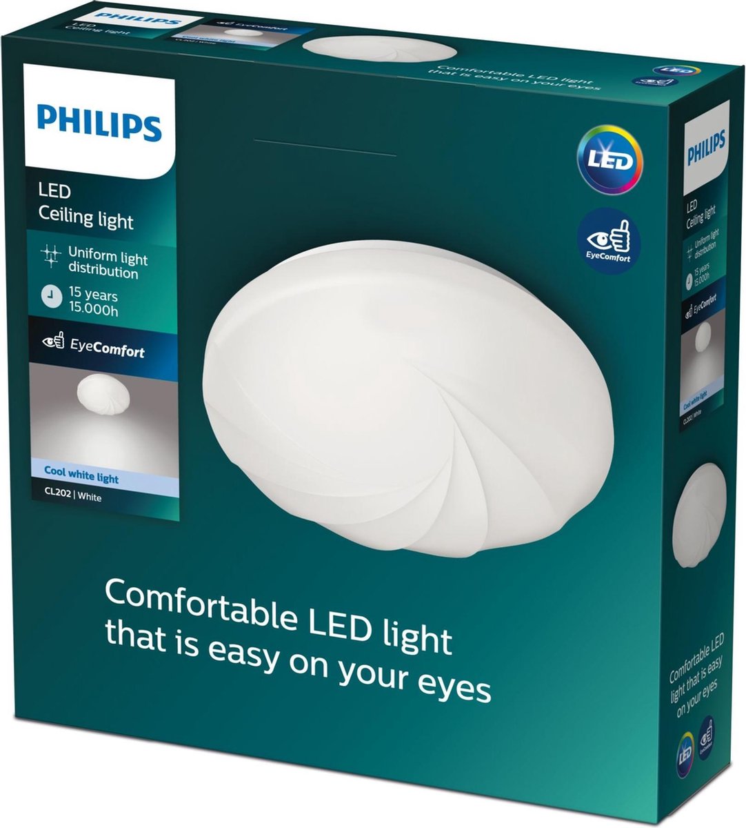 Philips led philips shore plafonnière - koelwit licht - wit - groot