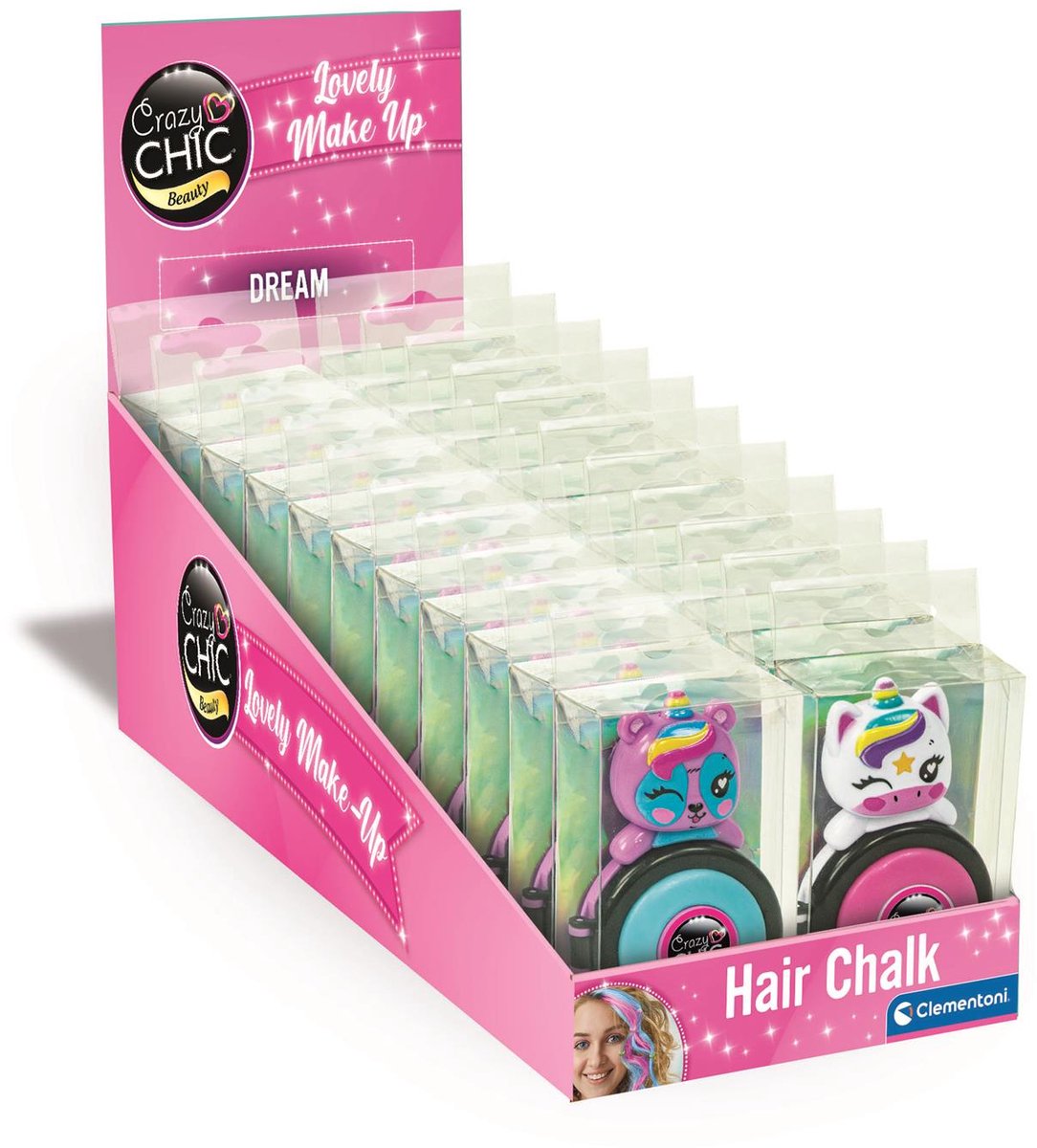 Clementoni Crazy Chic Haarkreide Einhorn rosa blau