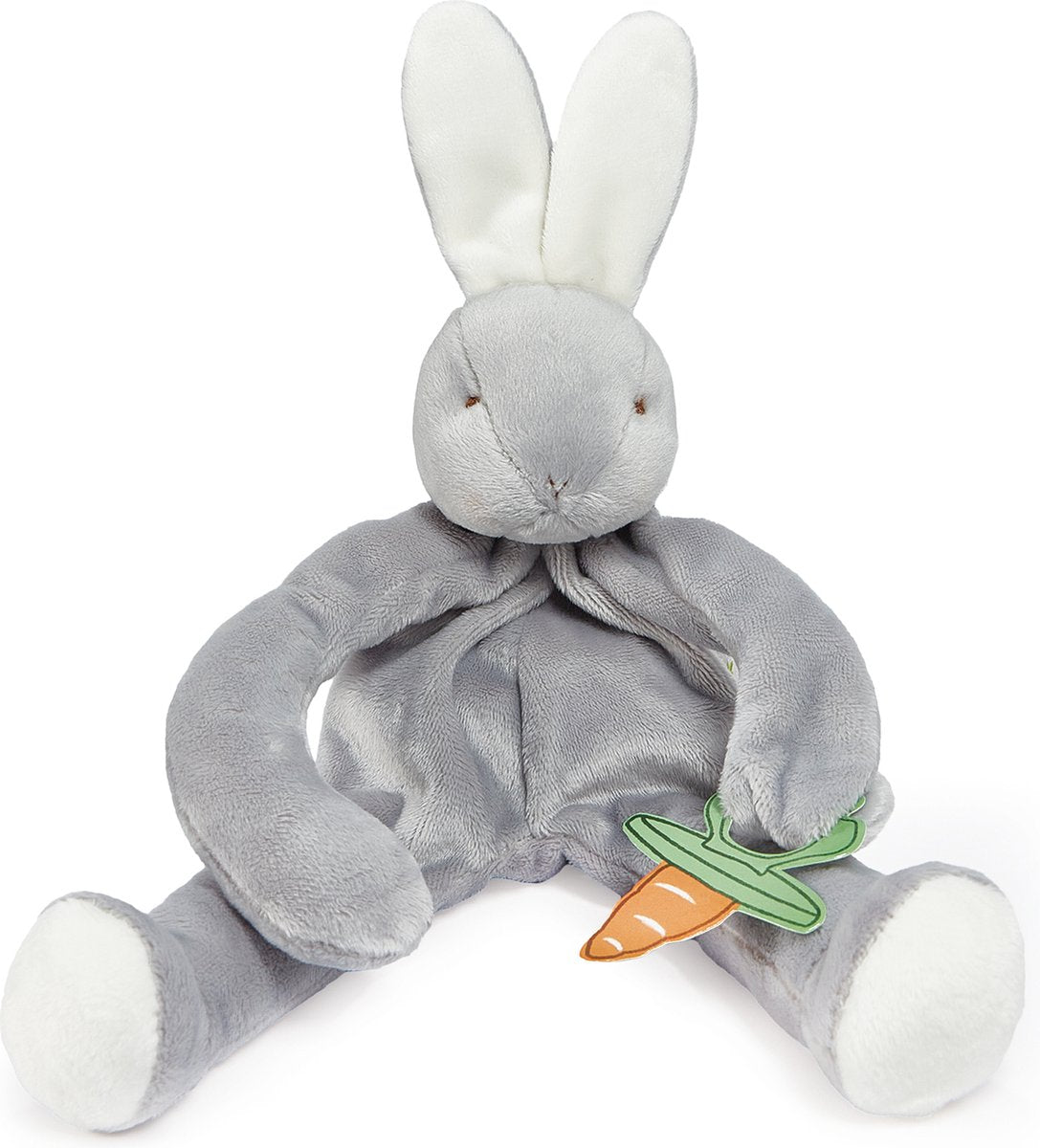 Bunnies by the Bay Schmusetuch mit Hasen-Schnullerhalter – Schnullertuch – extrem weich – Klettverschluss für Schnuller – maschinenwaschbar – 25 cm – grau