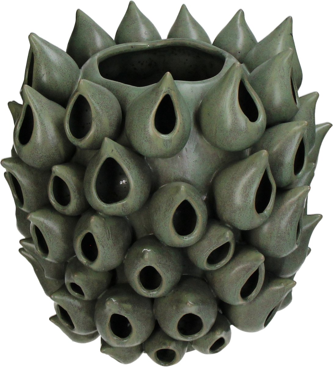 Hd collection vaas aardewerk groen 27,5x27,5x28cm