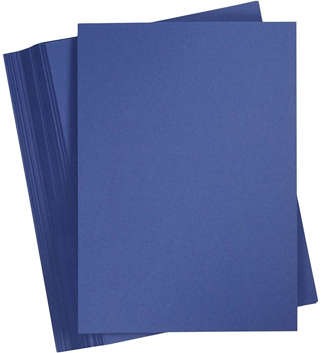 Creativ Company blauer Karton 180 Gramm – nachtblauer A4-Karton – Hobbykarton – stabiles Papier – A4-Papier 180 Gramm – Bastelpapier Bastelkarton – 21 x 29,7 cm – 100 Blatt