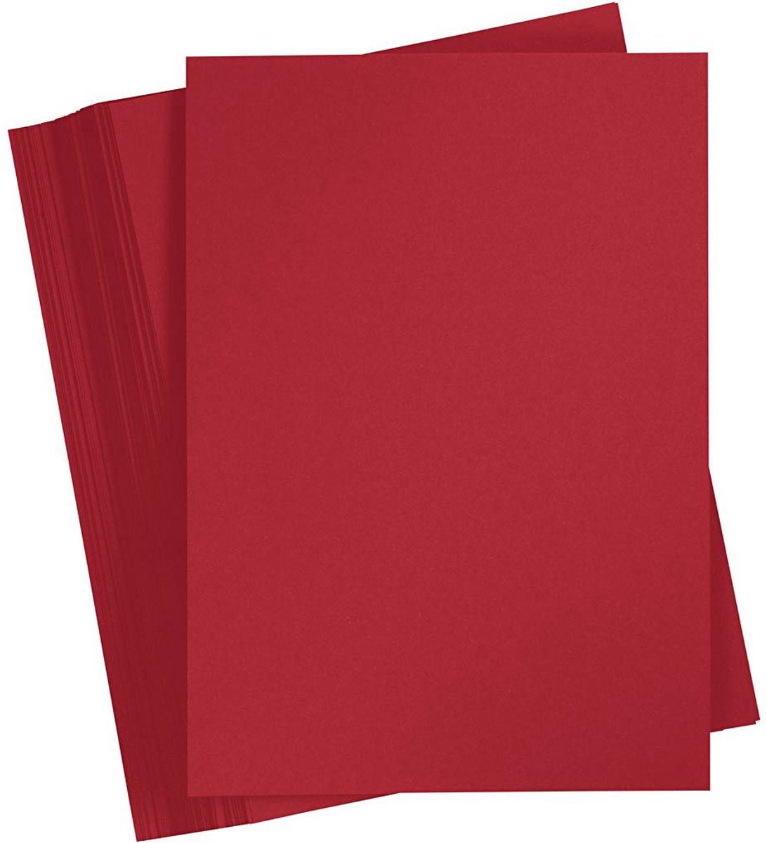 Creativ Company roter Karton 180 Gramm – roter A4-Karton – Hobbykarton – stabiles Papier – rotes A4-Papier 180 Gramm – Bastelpapier Bastelkarton – Weihnachtsrot – 21 x 29,7 cm – A4 – 100 Blatt