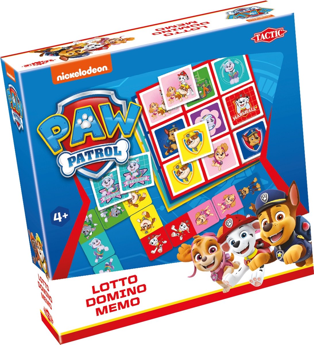 Tactic Paw Patrol 3-in-1 Spielesammlung – Kartenspiel – Lotto – Domino – Memo – Kinderspiel ab 4 Jahren