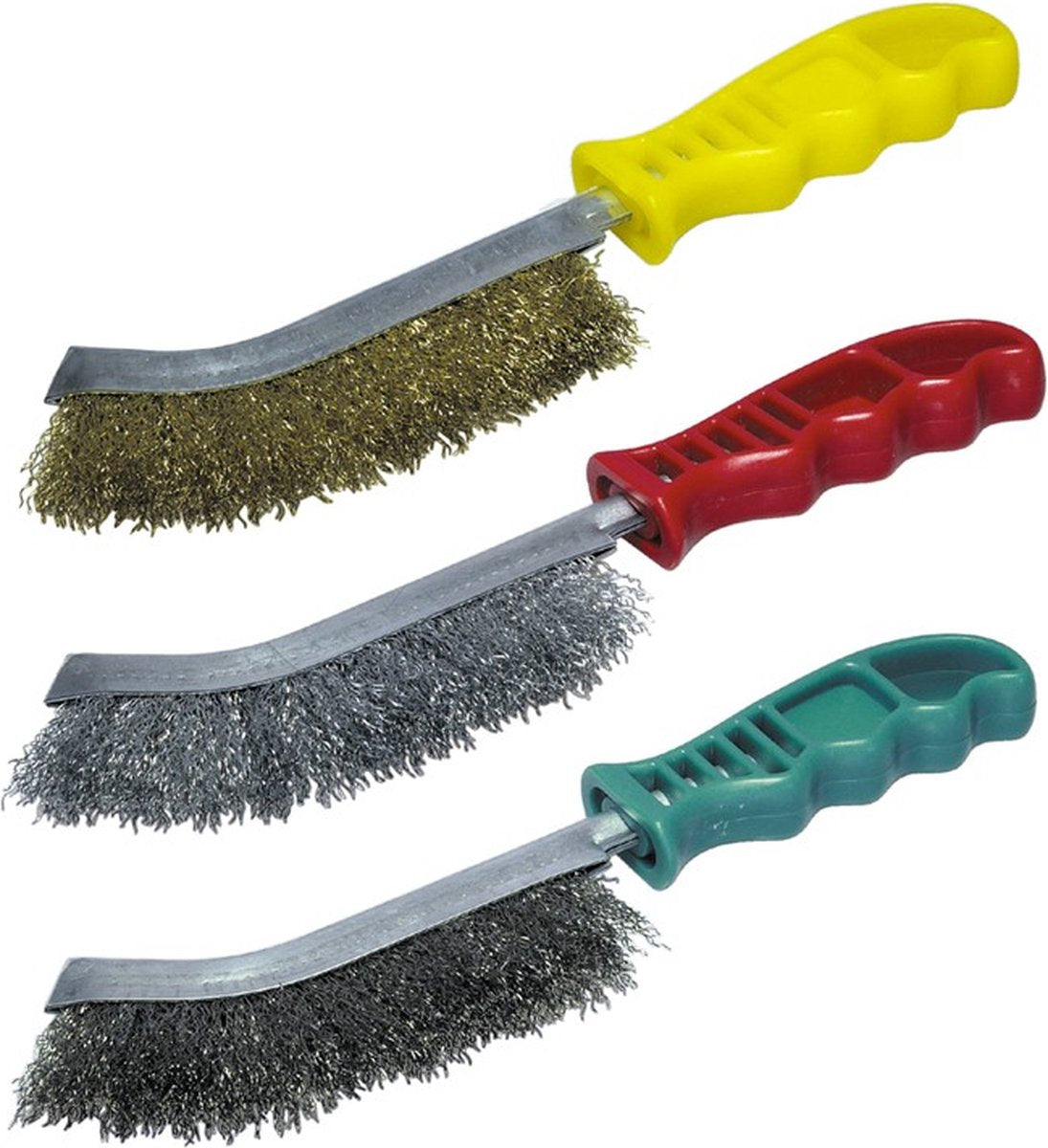 Wolfcraft - Drahtbürste - 3-teiliges Set - Handdrahtbürste - Handbürste - Stahlbürsten - 2138000