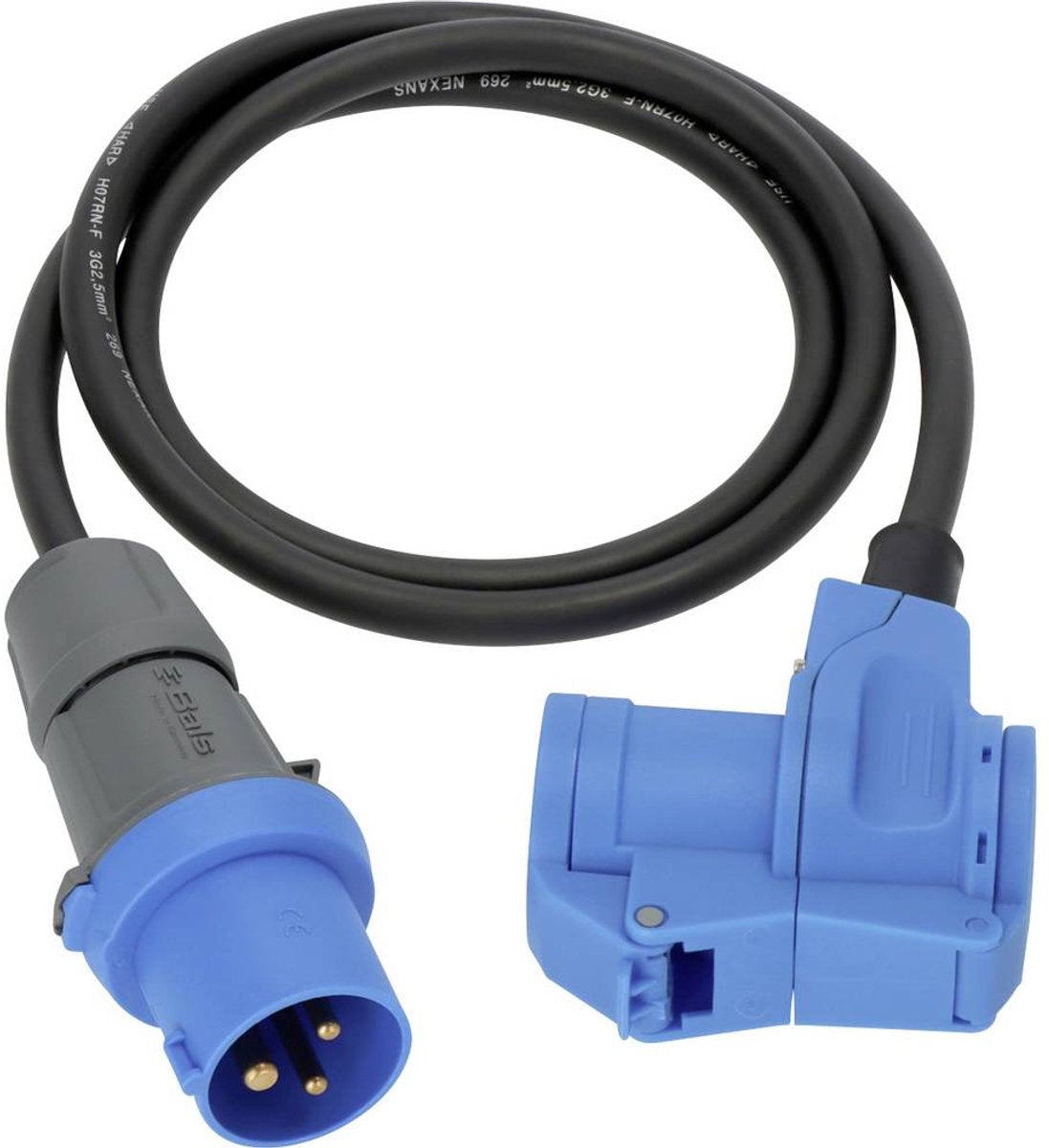 Brennerstuhl Cee-Adapterkabel Camping 1,5m Kabel in Schwarz (CEE-Stecker und Winkelkupplung inkl. Schutzkontakt-Kombisteckdose, 230V 16A, für den dauerhaften Außeneinsatz, hergestellt in Deutschland)