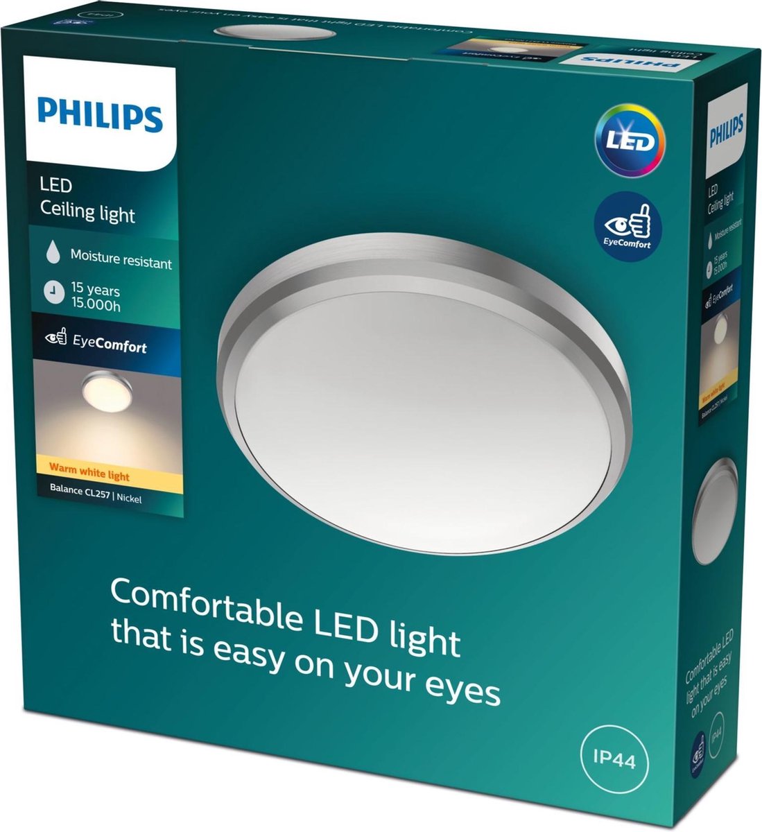 Philips led philips balance plafonnière - nikkel - klein