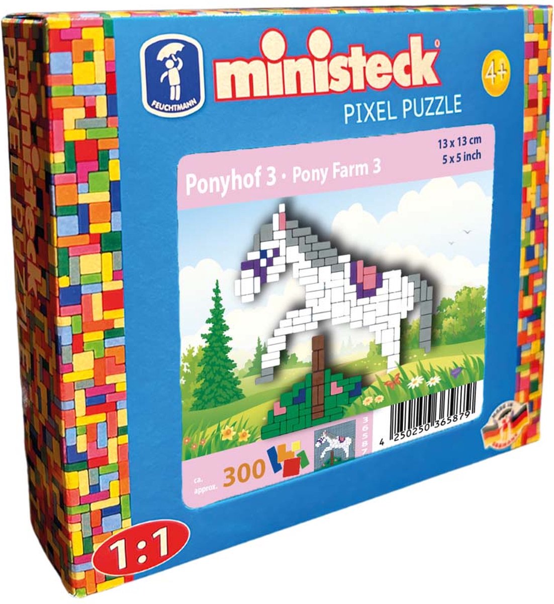 Ministeck Kreativ-Mosaik-Set Ponyhof 3 – 300 Steine – buntes Spielzeug.