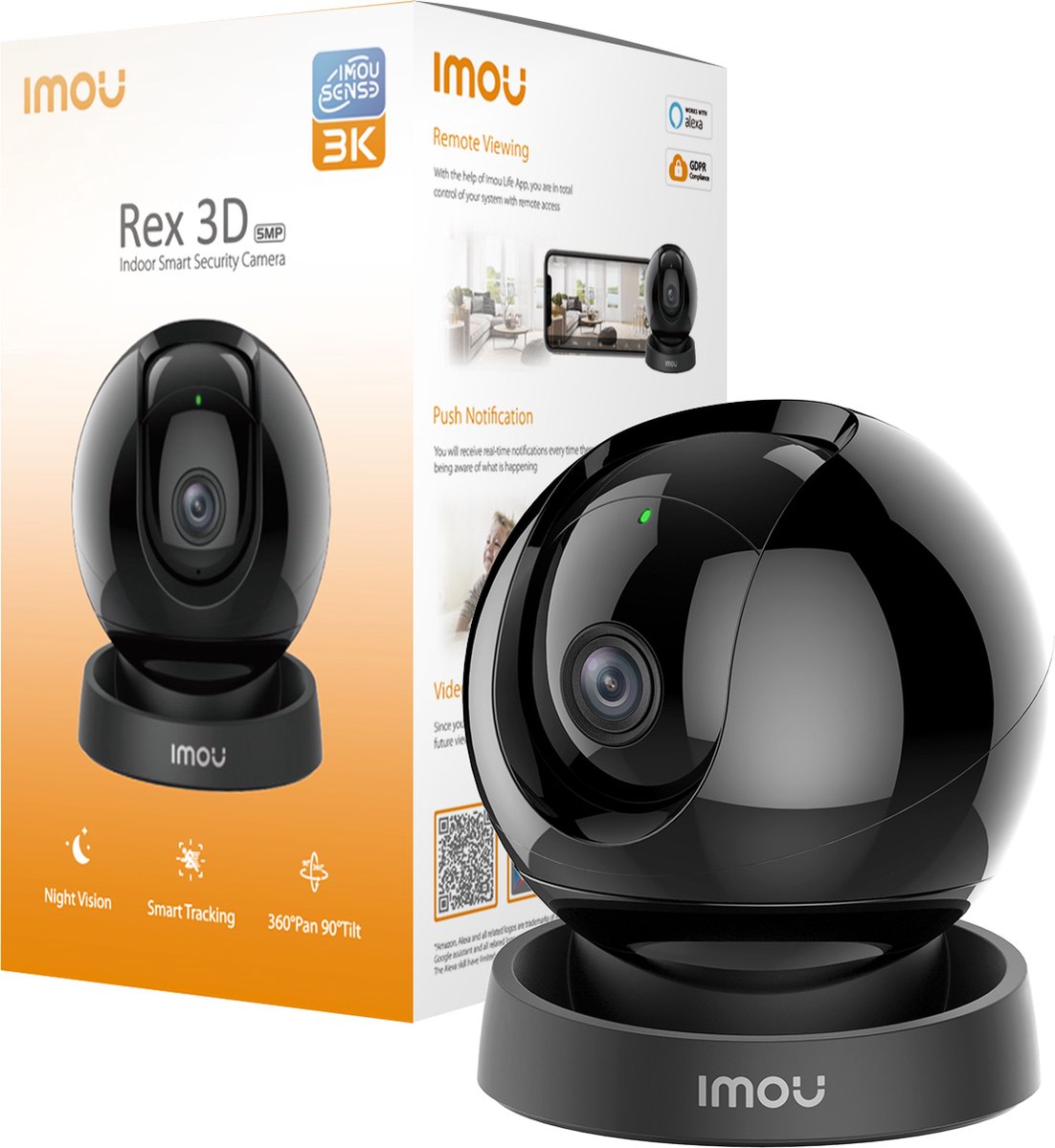Imou rex 3D Petcam – Überwachungskamera – 3K-Auflösung – 360°-Abdeckung – Erkennung ungewöhnlicher Geräusche – Zwei-Wege-Kommunikation – 3 Jahre Garantie
