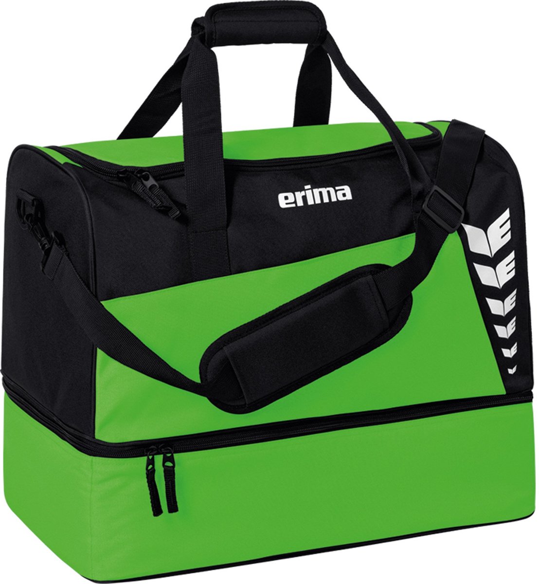 Erima Six Wings (kleine) Sporttasche mit Bodenfach – grün schwarz | Größe: s