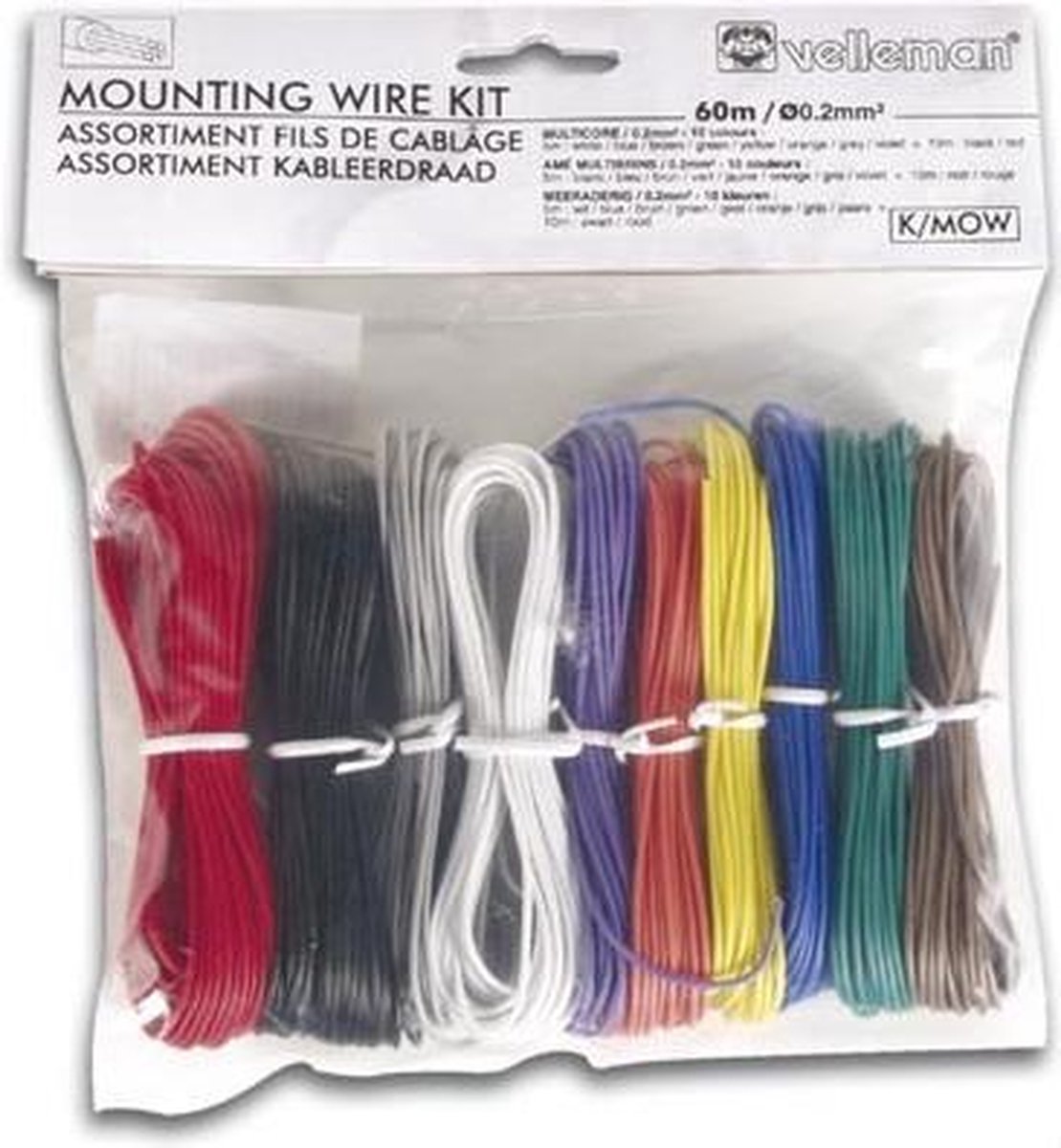 Velleman-Set Montagekabel – 10 Farben – 60 m – mehradrig
