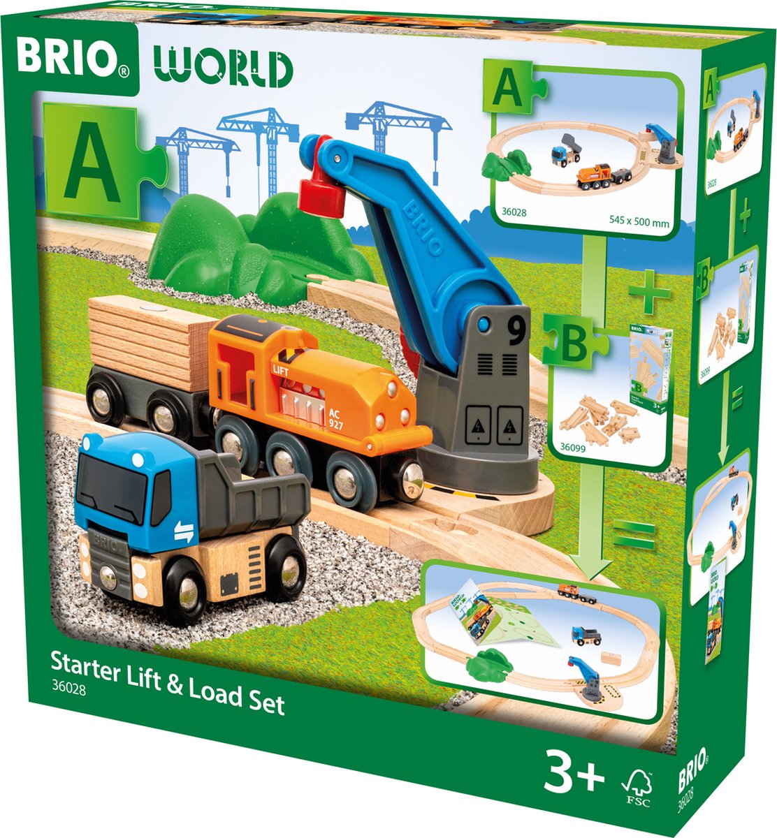 Ravensburger Brio World - 36028 Set für Einsteiger Heben und Laden | Set Spielzeugeisenbahnen für Kinder ab 3 Jahren