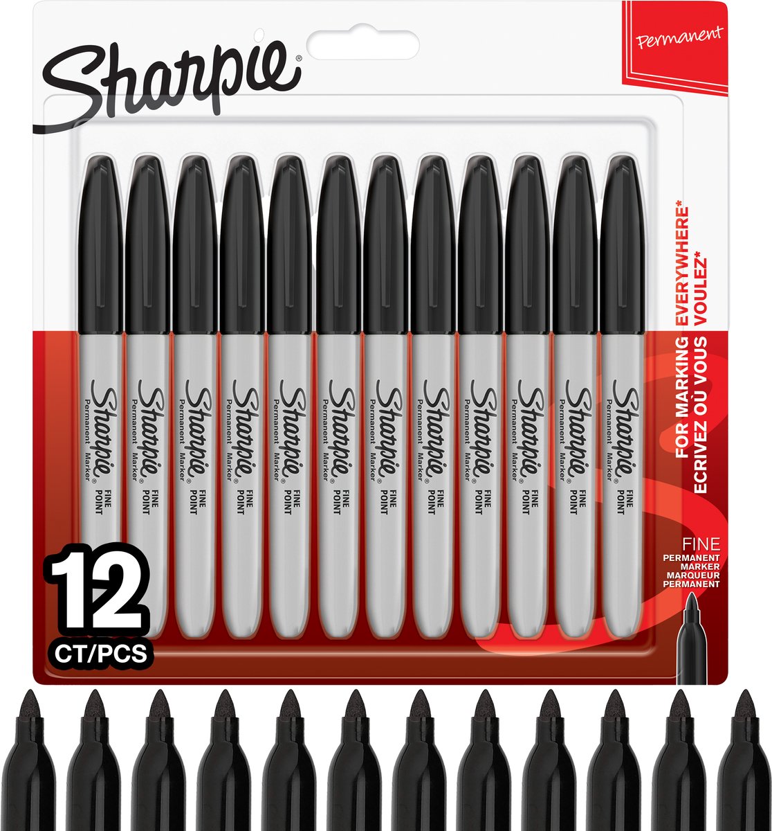 Sharpie Permanentmarker | feiner Punkt | schwarze Tinte | 12 Stück