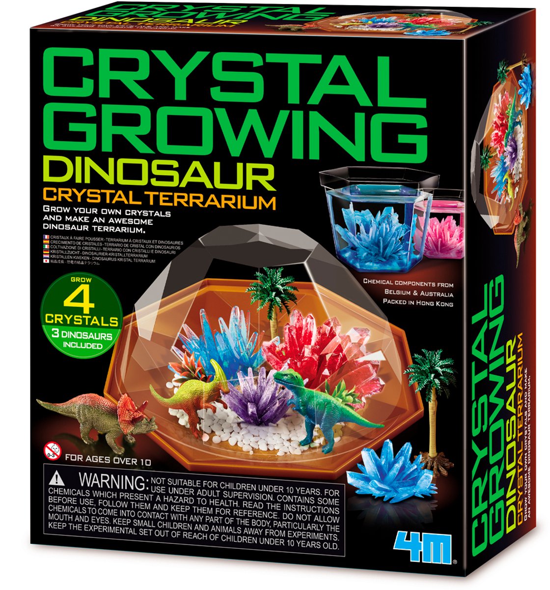 4 m Wissenschaft und Spiele – Wachstumskristalle – Dino-Terrarium – 4 x Kristall 3 x Dinosaurier – 10+