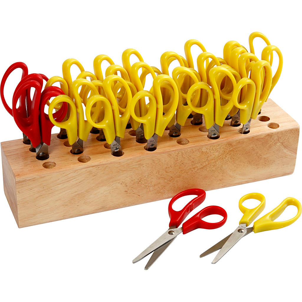 Runde Kinderschere mit Scherenblock, 24st.