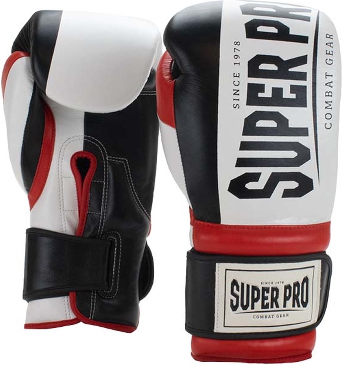 Super pro combat gear (thai)bokshandschoenen bruiser zwart rood wit 18oz