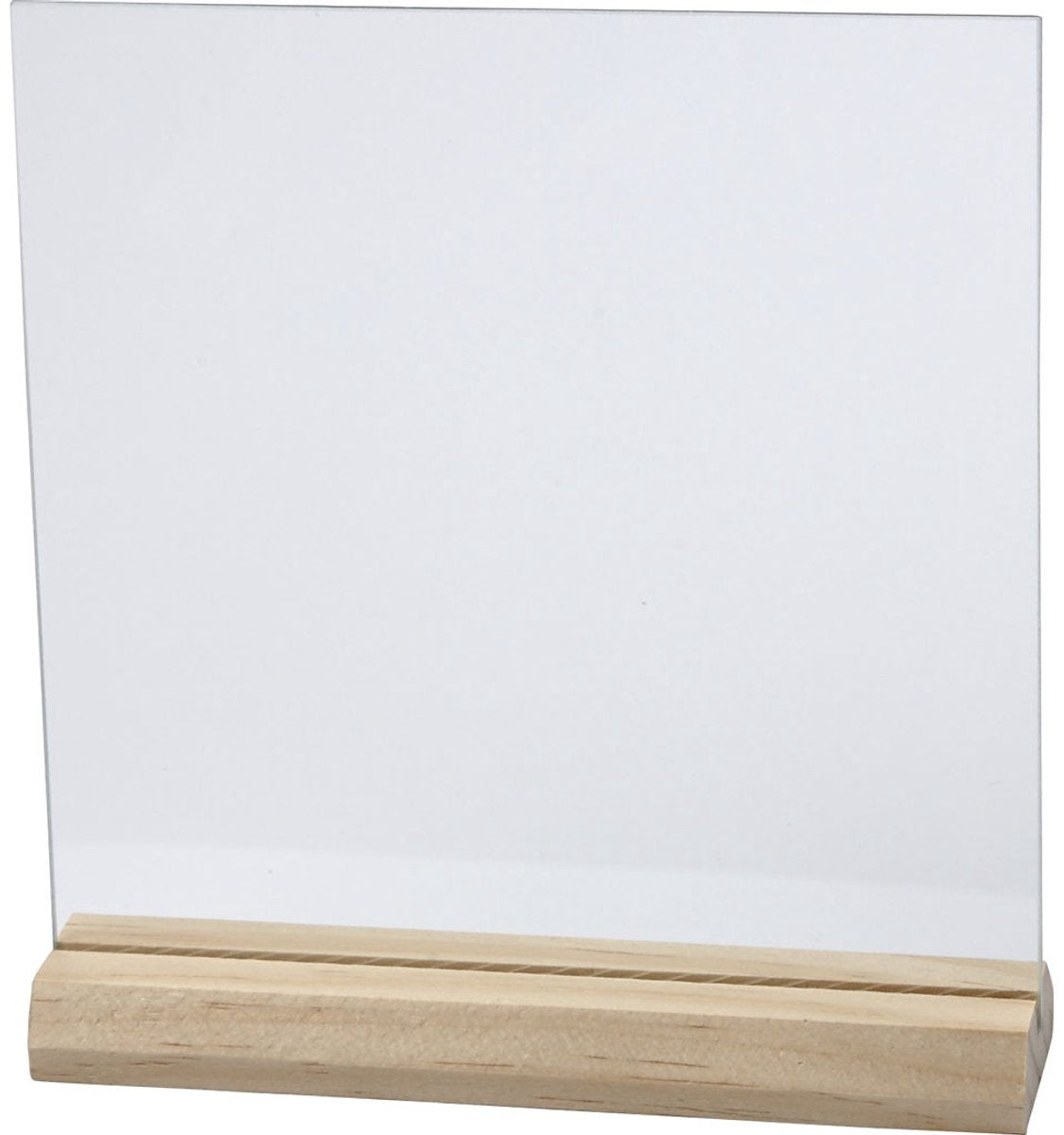 Creativ Company Glasplatte mit Holzsockel, Größe 15,5 x 15,5 cm, Dicke 28 mm, 10er Set 1 Box