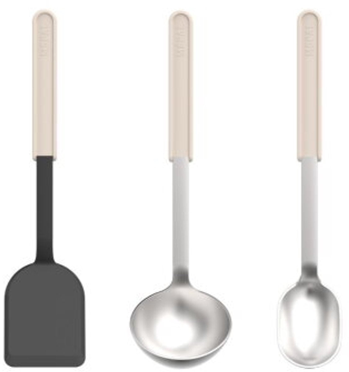 Mepal kookset 3-delig (spatel + roerlepel + opscheplepel) chef it - kookgerei met antiaanbaklaag - hittebestendig - vaatwasmachinebestendig - keukengerei - chalk