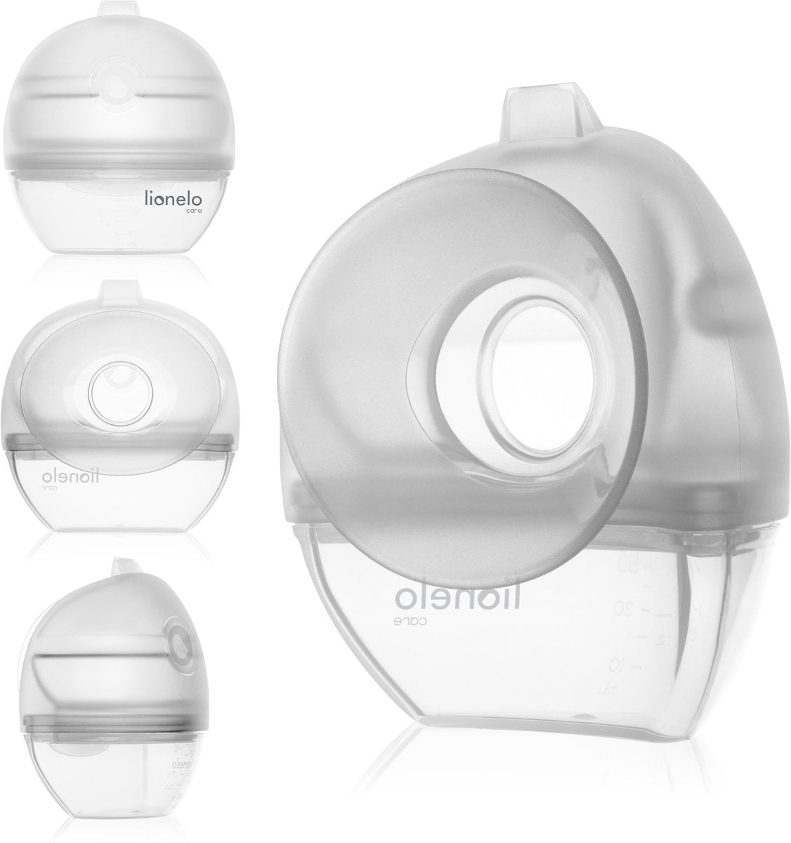 Lionelo milchig 2-in-1 – Milchsammler und manuelle Pumpe – muschelförmiges Design – Vakuumfunktion – im BH tragbar – BPA-frei – 60 ml Fassungsvermögen – Aufbewahrung ohne Strom – hautschonend – ergonomisch und leise