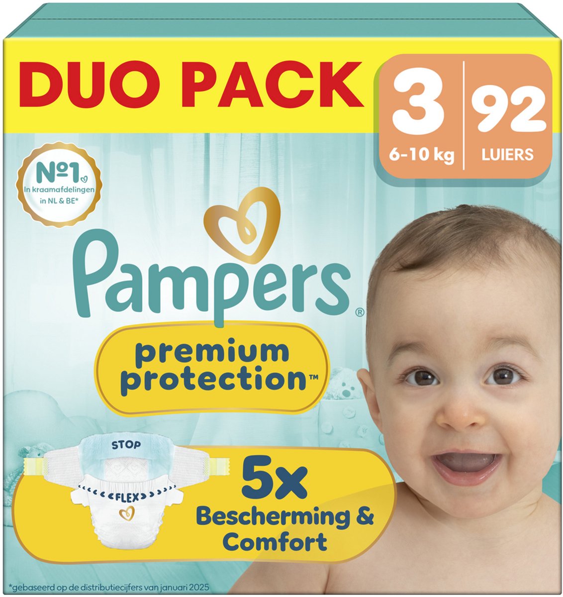 Pampers premium protection maat 3 - 92 luiers - 6kg-10kg