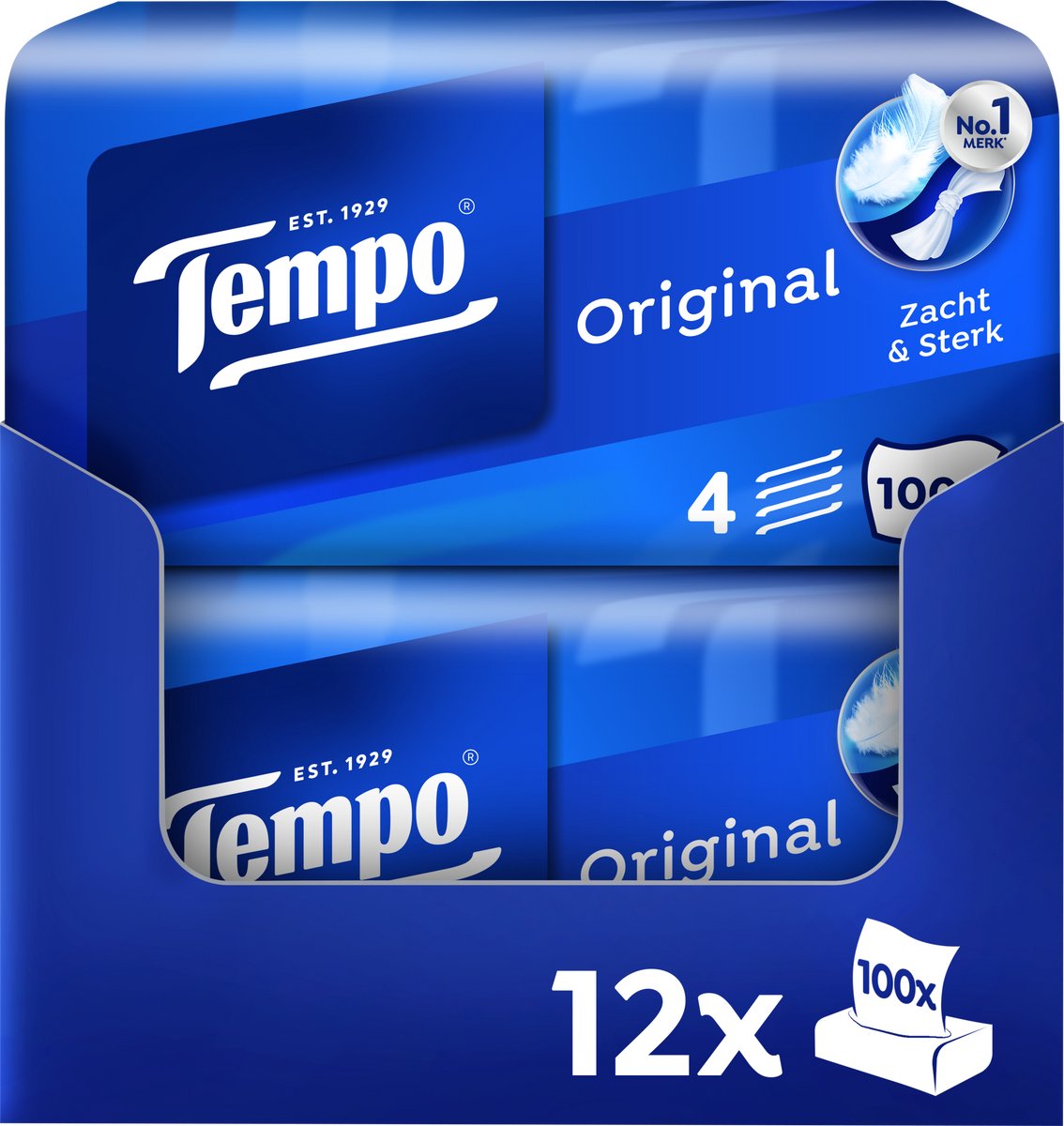 Tempo-Taschentücher - Original - Vorteilsbox - 12 x 100 Stück = 1200 Taschentücher