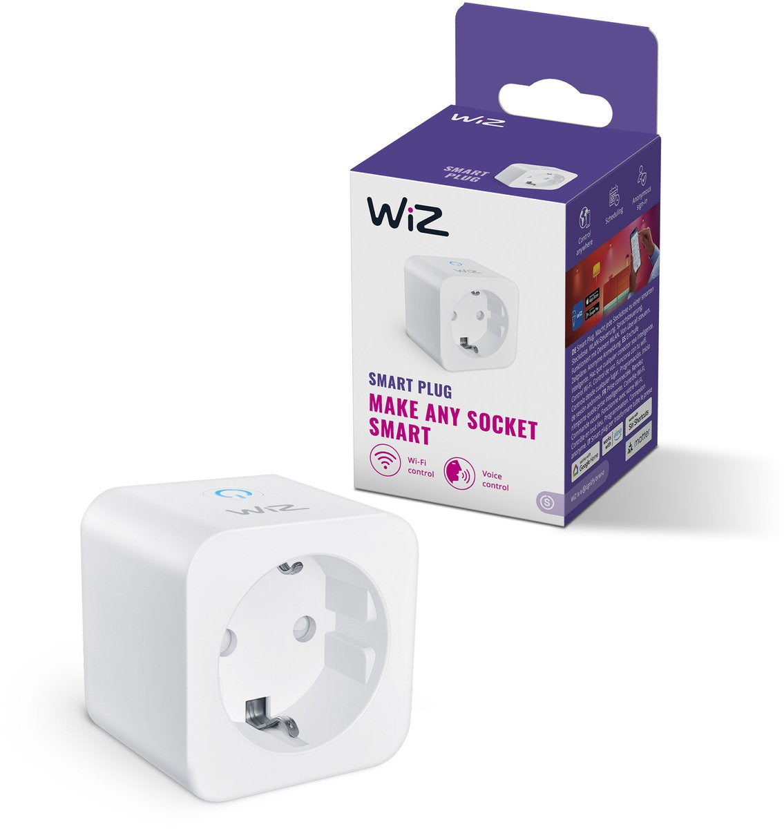 Wiz slimme stekker - eenvoudige bediening via de app - stekkertype f - wi-fi - matter gecertificeerd