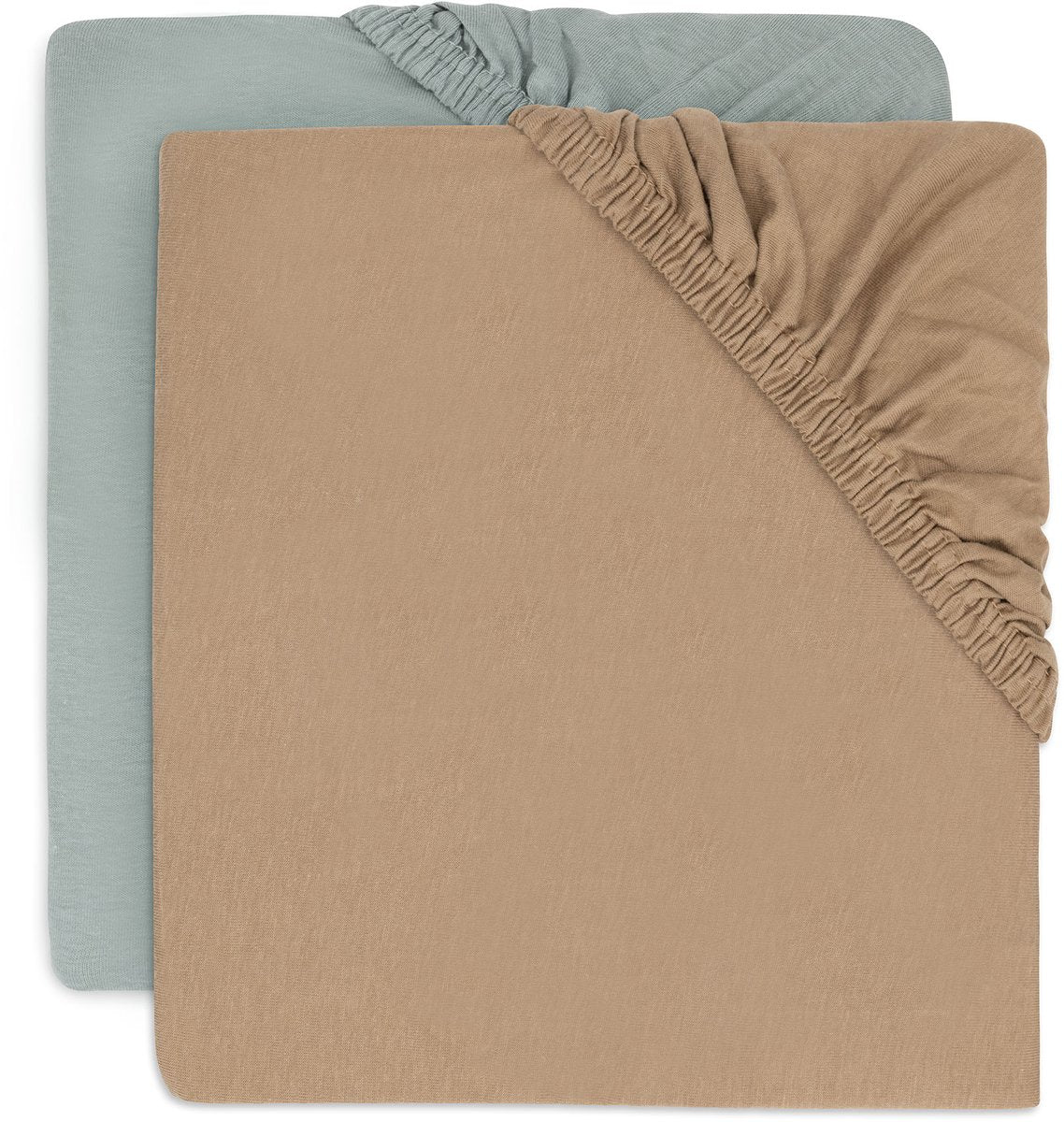 Jollein baby - hoeslaken jersey 70 75x140 150cm - ledikant babybed - zacht katoen - 2 stuks - sea green biscuit