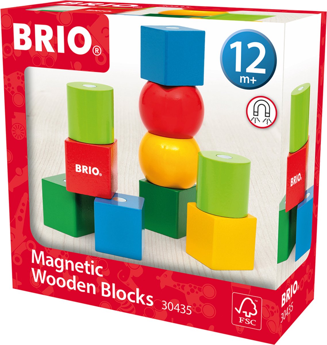 Ravensburger Brio - 30435 Holzklötze mit Magneten | Spielzeugbausteine für Kinder ab 12 Monaten