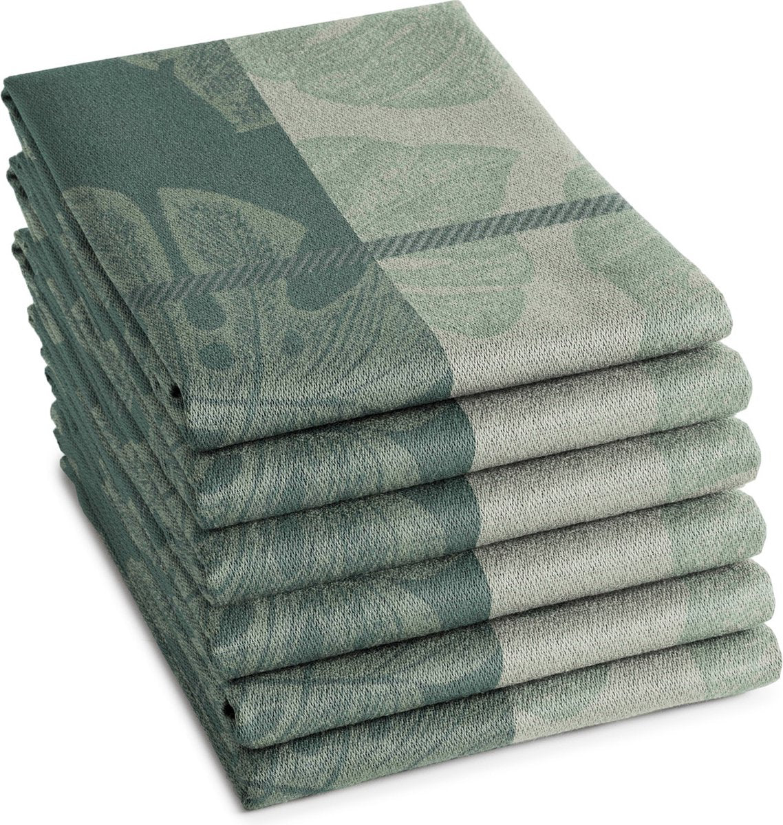 Ddddd - monstera - 6x theedoek - set van 6 stuks - katoen - plantenprint - 60x65 cm - groen