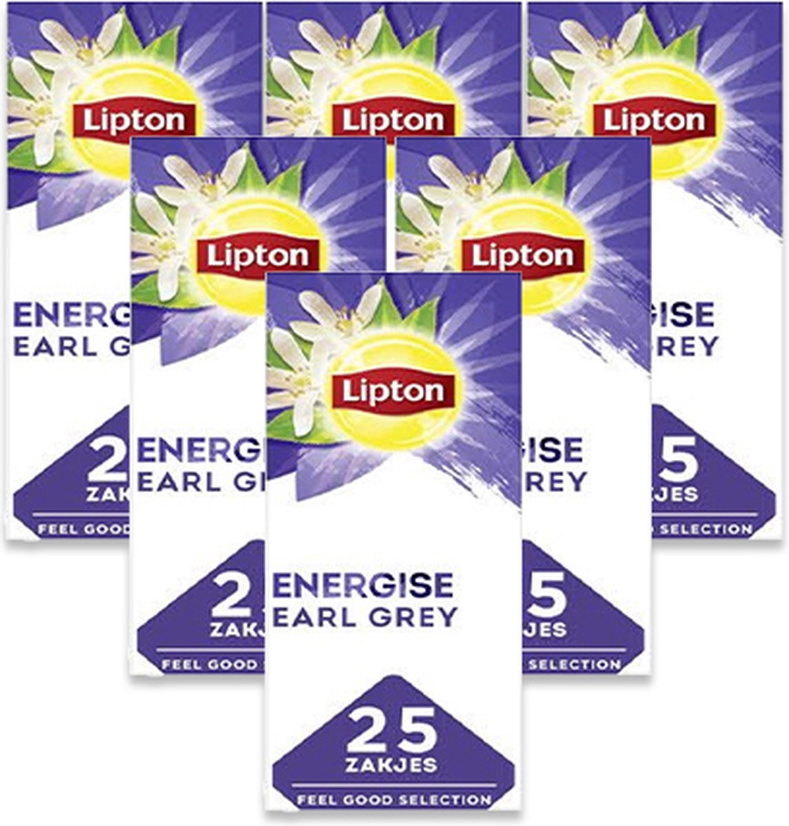 Lipton feel good selection earl grey - 150 theezakjes - zwarte thee - 6 x 25 zakjes - voordeelverpakking